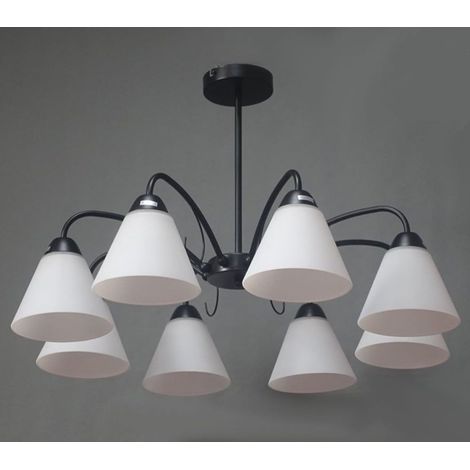 TrAdE Shop Traesio - Lampadario Moderno A 8 Bracci Coppe In Vetro Lampada A Sospensione Luci E27 00859 - (1/2)