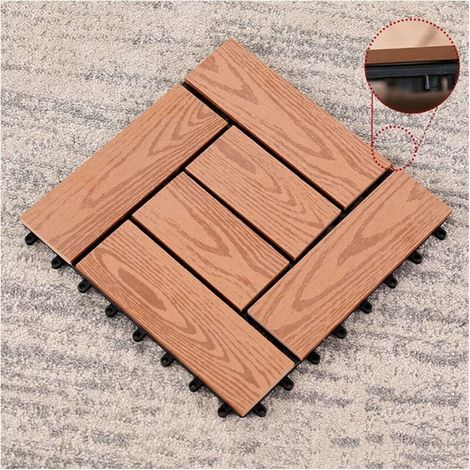 WPC-Bodenfliesen sind wasserdicht und eignen sich für Terrassen, Balkone, Patios, Decks, antiseptische Hölzer, Innenhöfe, Gärten und Badezimmer. (1/4)