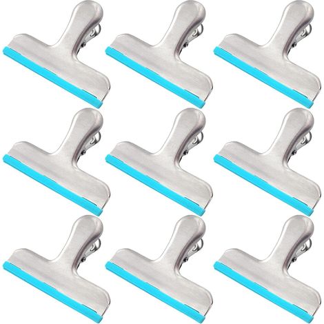 Lot de 10 clips d'étanchéité universels en acier inoxydable avec gadget de protection en silicone (bleu) (1/5)