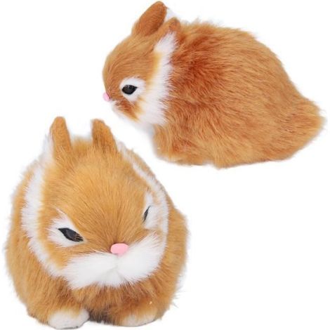 Lapin - Figurine En Peluche - Décoration Bureau Jardin Intérieur - 13 x 9 cm - 1 Pièce (1/4)