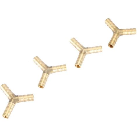 Laiton Y 3 voies tuyau barbelé connecteur menuisier raccord Air eau gaz OD (8mm, 4 pièces)