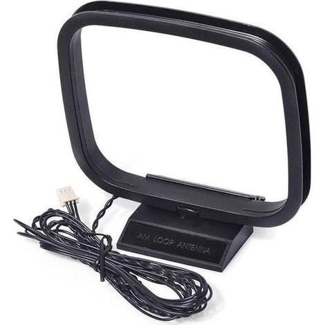 1 pièce antenne TV FM AM, réception 360°, antenne de boucle compacte, noir, pour intérieur et récepteur numérique (1/4)