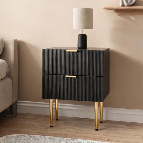 Table de chevet coloris noir en mDF métal 53 x 41,3 x 53 cm (1/5)