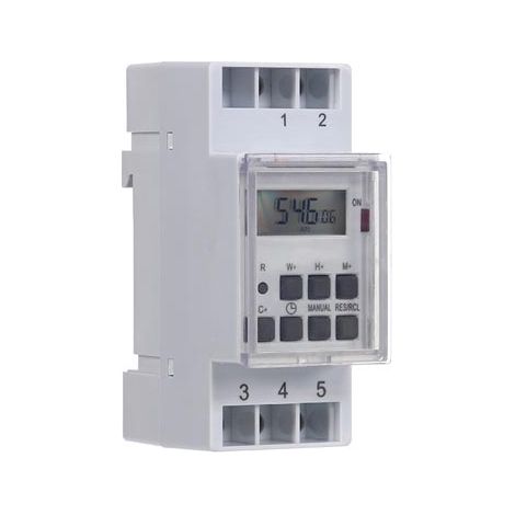Perel – Minuteur hebdomadaire numérique 3600W 16A – 10 programmes marche/arrêt – Affichage 12/24h – Précision ± 1 minute – EDIN305N (1/5)