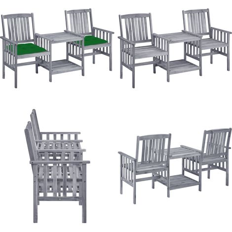 Gartenstühle mit Teetisch und Kissen Massivholz Akazie - Gartenstühle - Bistroset - Esszimmergarnitur - Outdoor Möbel - Gartenmöbel - Home & Living (1/5)