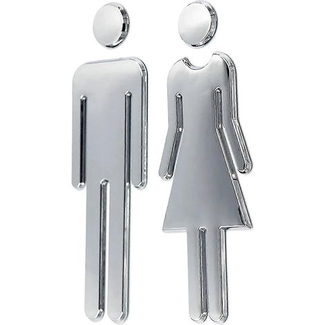 25-26 panneaux adhésifs acryliques pour toilettes hommes et femmes 7,8 pouces (argent)
