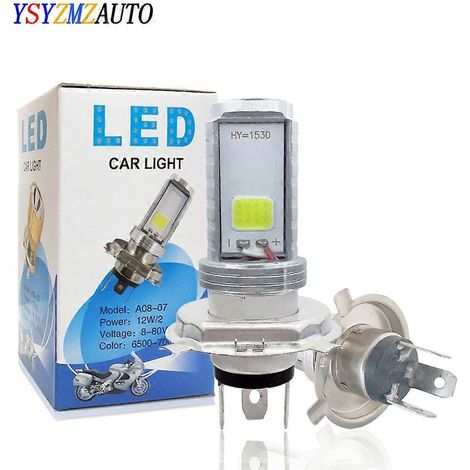 ampoule de phare Moto H4 HS1 LED pour scooter, feux de route/croisement, 6500K, éclairage auxiliaire pour moto, 12 V (1/4)