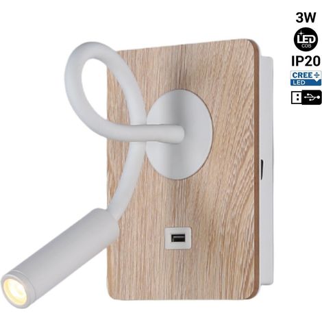 Aplique De Pared Flexible Para Lectura Con Puerto USB (1/5)
