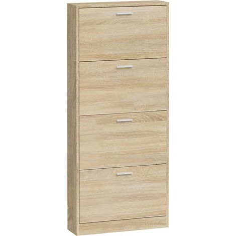 Zapatero mueble para entrada pasillo y salón 59 x 17 x 150 cm madera de ingeniería marrón 020021527 (1/5)