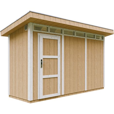 Caseta de jardín de CALIDAD PREMIUM 4,3m²-L161xW411cm - con Suelo,Baldosas Bituminosas y Pintura - Construcción con paneles LP Smartside - Cobertizo jardín exterior TIMBELA M902 - Harvest honey