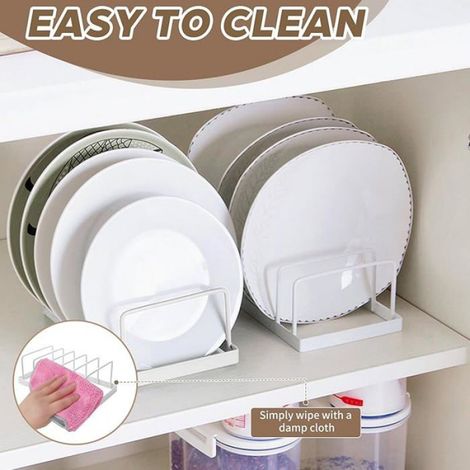 Range Assiette Placard - Egouttoir Vaisselle - Rangement Multifonctionnel pour Assiettes Couvercles et Planches - Acier Anti-corrosion - Lot de 2 (1/5)