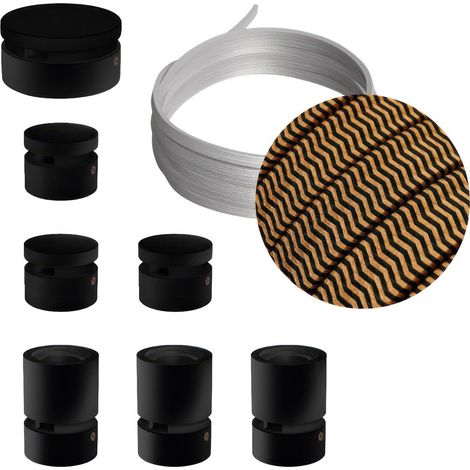 Sistema Filé Linear Kit - con cavo di 5 m per catenaria e 7 componenti in legno verniciato nero per interni