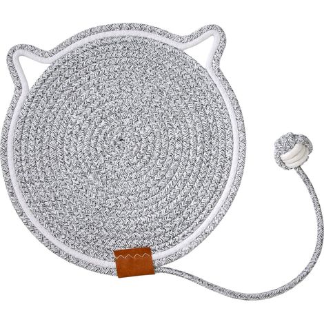 (Gris)Grattoir pour Chat Mural Tapis à Gratter Ronde Grattoir à Chat avec Jouet Balle Protection Meubles & Jeux Actifs (1/5)