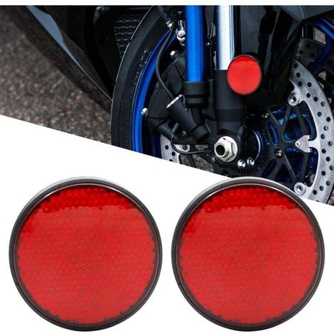 YMYNY Lot de 2 réflecteurs ronds à DEL 12 V pour moto - Feu de frein/feu de croisement - (Rouge) (1/4)