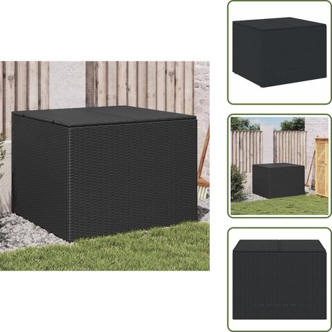 The Living Store Contenitore da Giardino Nero 291L in Polyrattan - Contenitore da esterno
