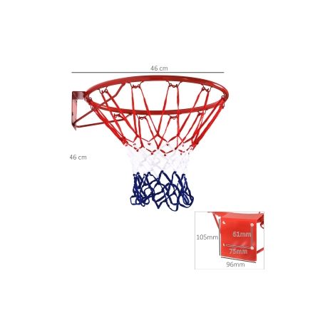 Panier de basket rouge, bleu et blanc de 46 cm en acier et nylon avec filet pour jardin, cour et loisirs (1/5)