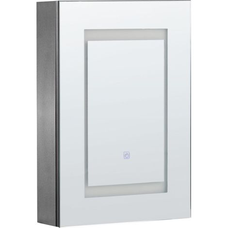 Armoire de Toilette Moderne 40 x 60 cm Murale avec Rangement Miroir LED Noir Malaspina