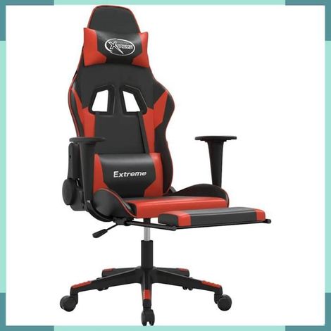 345458 Chaise de jeu de massage et repose-pied Noir rouge Similicuir (1/5)