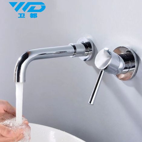 Brass Black Concealed Wall-Mounted Basin Faucet for Hot and Cold Water, Bathroom Recessed Faucet for Washbasins and Sinks - Single Handle Electroplated Model