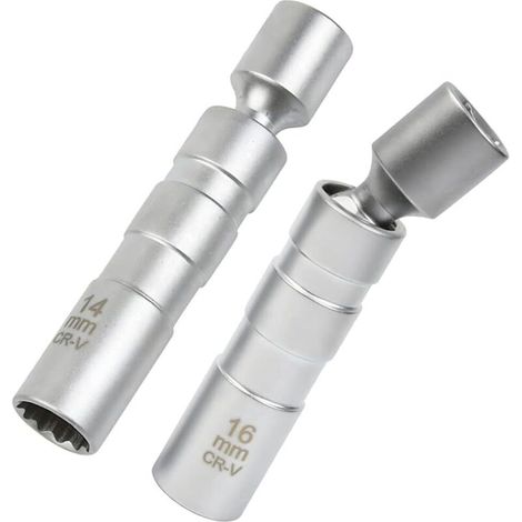 Douille Bougie 16mm/14mm, Cle a Bougie Magnétique, Joint Universel Magnétique Clé à Bougie Allumage pour Retirer Les Bougies D'allumage Automobiles, Clef a Bougie 14mm/16mm