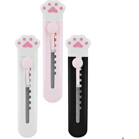 Lot de 3 cutters Petit couteau utilitaire Mini couteau utilitaire Portable - Mini cutter universel rétractable Couteau de papeterie (1/5)