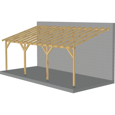 Toit de terrasse 7x3 - Tuilable pente 30% - Bois massif - Robuste + Vis & pieds de poteaux réglables (1/5)