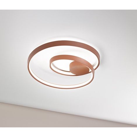 Plafonnier LED 55W Circulaire en Métal Cannelle Mat - Diamètre 60cm, Dimmable CCT, Design Moderne pour Éclairage Intérieur - Marque Perenz