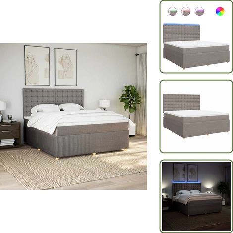 Cama ajustable - vidaXL Cama box spring con colchón tela gris taupe 180x200 cm - Cama con cabecero