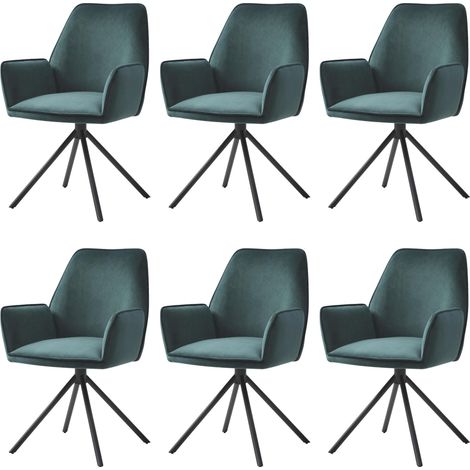 [JAMAIS UTILISÉ] Lot de 6 chaises de salle à manger HHG-851, chaise de cuisine avec accoudoirs, velours, vert (1/5)