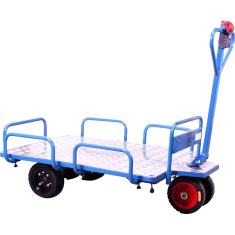 Mw Tools – Chariot électrique à ridelles amovibles 400kg – Plateforme alu 1210x850mm – Vitesse jusqu'à 6 km/h – Autonomie 4h – EP400L