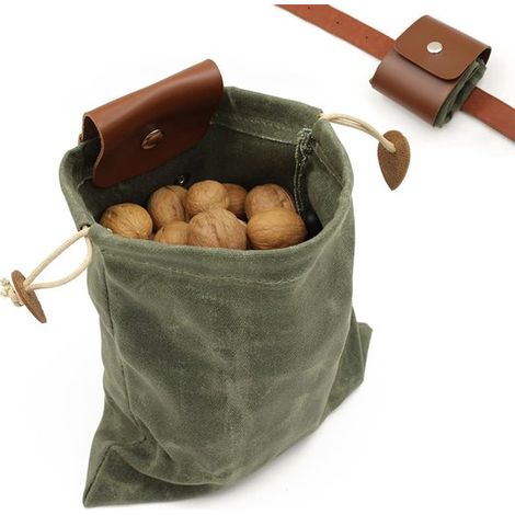 Bolsa para alimentos, lona encerada, plegable, cuero impermeable, encendedor, bolsa autovaciable, mochila marrón de viaje y senderismo (verde) (1/4)