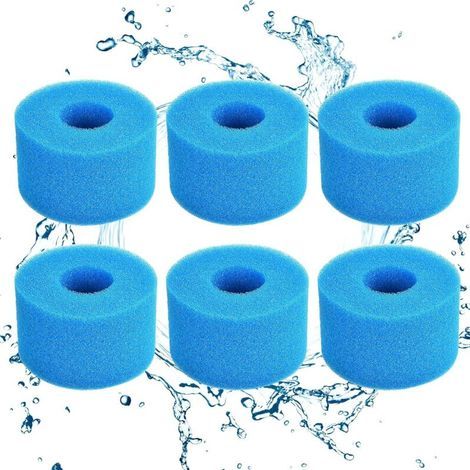 Éponge Filtrante Type S1, Cartouche de Filtre en Mousse, Mousse pour Filtre Piscine, Réutilisables et Lavables, Filtre en Mousse pour Spa, Piscine, Jacuzzi (6, Bleu) (1/5)