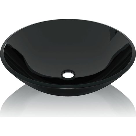 Lavabo de baño en cristal templado 42 cm negro 020002521