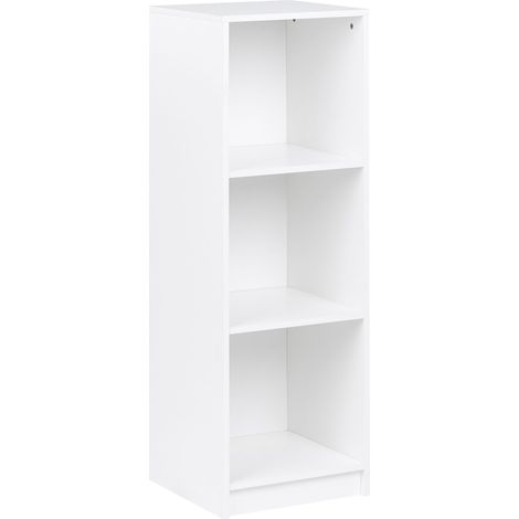 Bibliothèque Minimaliste à 3 Étagères en Aggloméré 40 x 40 cm Finition Mate Blanche Zehna