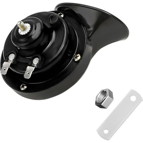 Klaxon électrique 12 V pour voiture – Klaxon à bobine haute et basse fréquence, étanche, son puissant type train, pièce unique noire-lsw