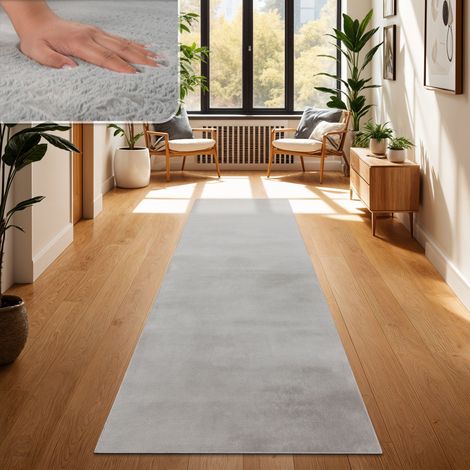 Paco Home Teppich Wohnzimmer Kunstfell Plüsch Hochflor Shaggy Weich Verschied. Farben Grau, 100x200 cm