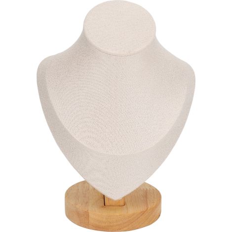 Halsketten-Präsentationsständer aus beigefarbenem Flanell und PU-Leder, ideal für Geschäfte.