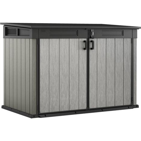 Dmora - Armadio da esterno Floresta, Mobile outdoor, Mobiletto giardino multiuso, Contenitore per balcone o garage, 191x109 h133 cm, Grigio