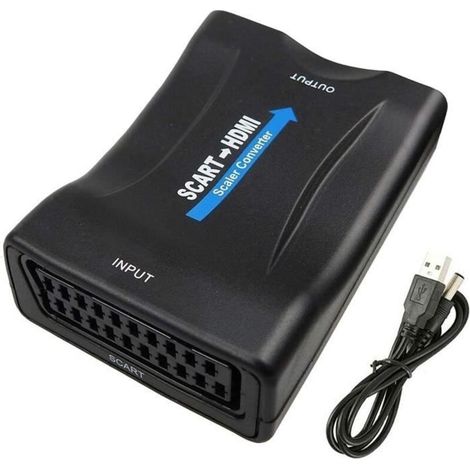 Adaptador convertidor SCART a HDMI, adaptador de audio y vídeo SCART a HDMI 1080P HD compatible con PAL NTSC SECAM para PS4 PS3 TV (1/4)