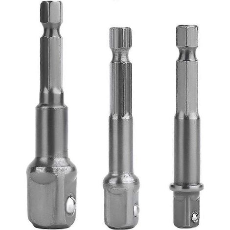 Set mit 3 Sechskantadaptern für Akkuschrauber: 1/4", 1/2", 3/8"