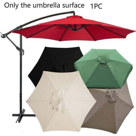 Toile de rechange pour parasol, 6 baleines, 2 m, imperméable, anti-UV, tissu de rechange, kaki (1/4)