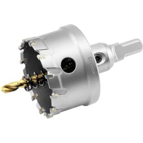 Scie cloche en carbure de 54 mm pour métaux, scie cloche professionnelle TCT pour métaux, acier inoxydable, fer, aluminium, laiton et plastique