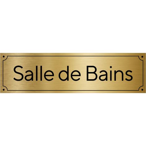 Plaque de porte gravée pour Salle de bains en pvc aspect argent brossé ou or brossé .- Or brossé -