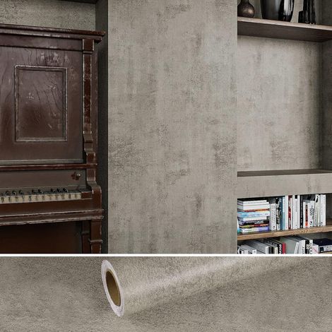 Papier Peint Adhesif Effet Beton Gris Papier Peint Industriel Vintage Adhesif pour Meuble Vintage Papiers Peints Cuisine Lavable Mural Papiers Peints Mural Salon Chambre 40 cm × 300 cm (1/5)