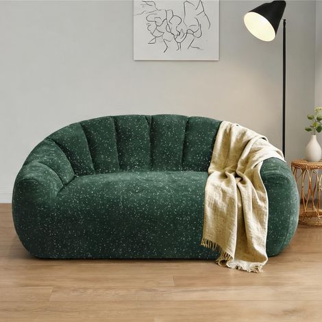 Pouf poire design patte d'ours en flanelle verte 140 x 98 x 61 cm (1/5)