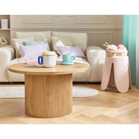 Oliva - table basse ronde - effet bois - 80 cm (1/5)