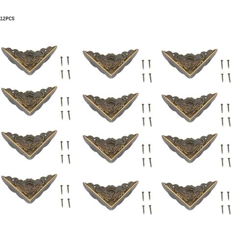 Ulisem12 pezzi protezione angolare in bronzo vintage decorativa per mobili, per cassa in legno, gioielli, scatola portaoggetti, piedini, gambe, protezione angolare (1/4)