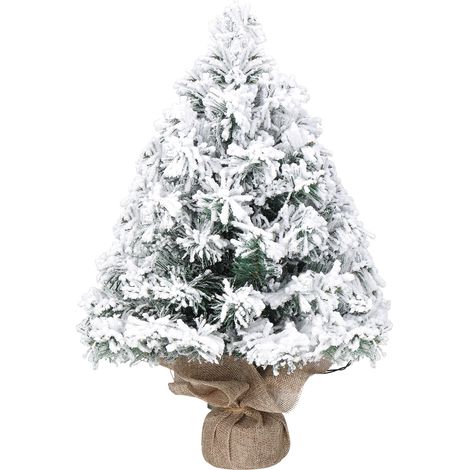16 Zoll schneebedeckter, beleuchteter künstlicher Mini-Weihnachtsbaum, kleiner Weihnachtsbaum für den Tisch mit Ornamenten und 30 warmen Lichtern, batteriebetrieben und mit Stoffbeutel als Unterlage f (1/5)