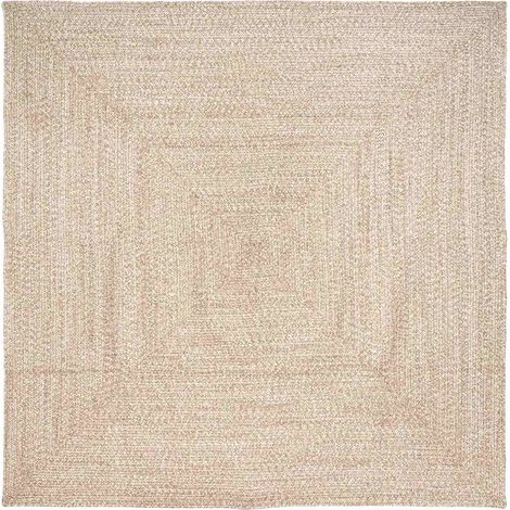 Area Rugs Natural and White 240 x 240 cm Jute vidaXL