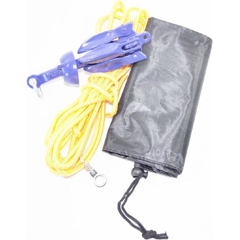 Blauer Aluminiumanker + gelbes Polypropylenseil + Tasche + Edelstahl-Federhaken-Set - Set mit Bootsbeschlägen (kg) (1/3)